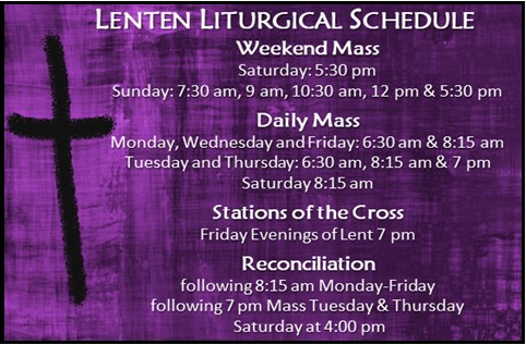 Lenten Schedule 2026